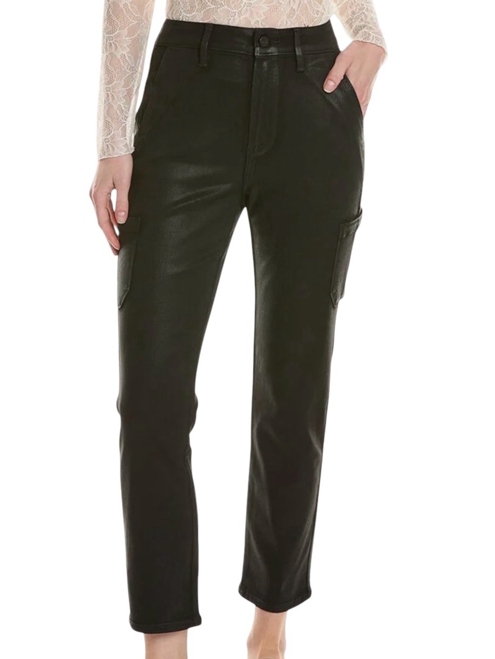 Paige Jolie Size 28 Black Fog Luxe Coating Women's Utility Ankle Pants